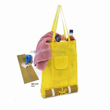 G1612 non-woven beach bag with straw mat