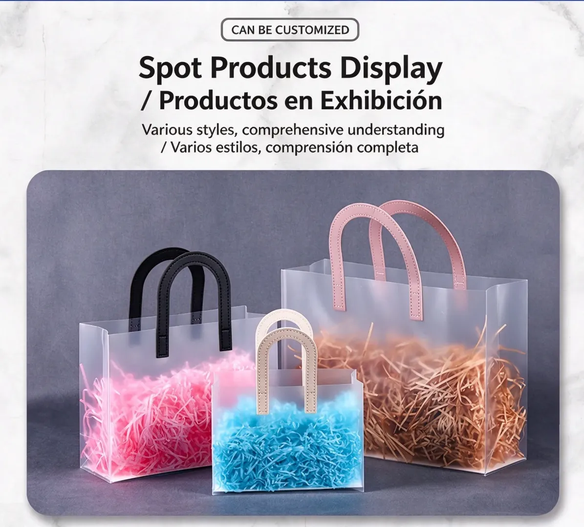 Custom Clear PP Tote Bag, Transparent Plastic Reusable Shopping Tote Bag with Handle