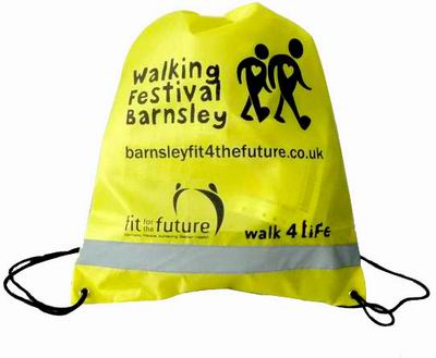 210D drawstring bag with reflective band