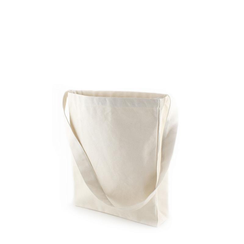 12oz (370gsm) canvas bag with a gusset and long shoulder strap