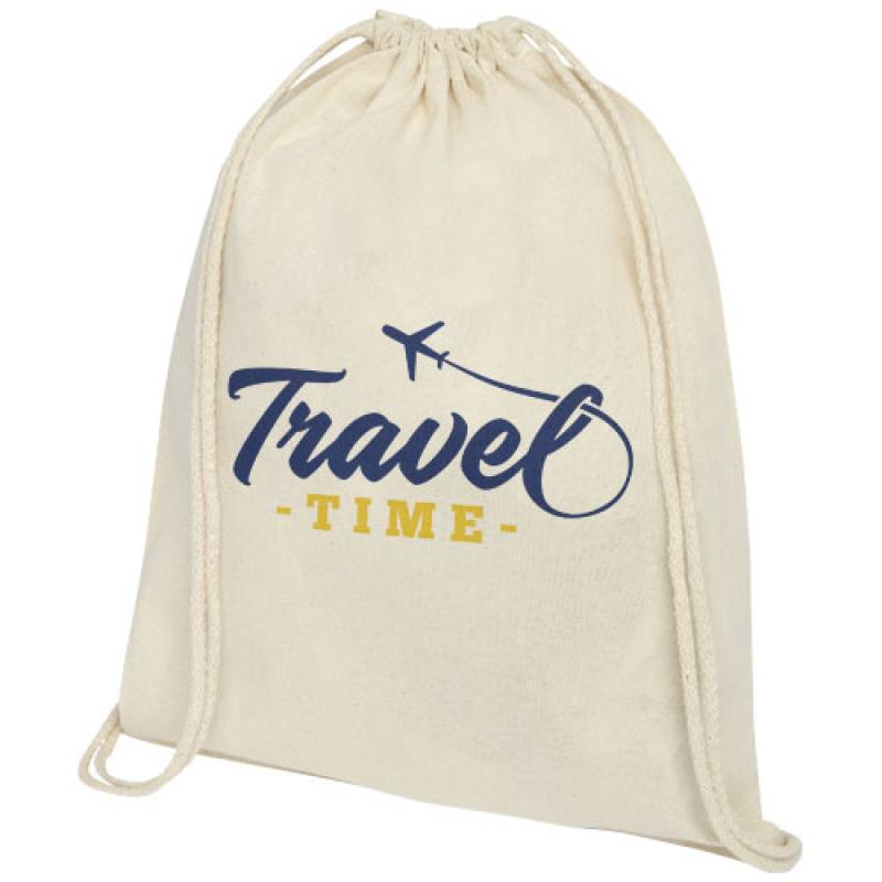140gsm 5oz organic cotton drawstring backpack